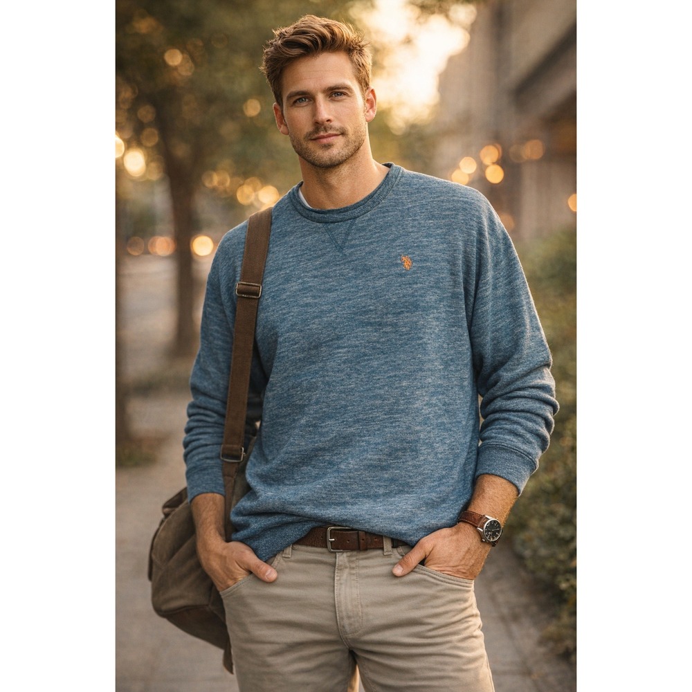 US Polo Assn Sweatshirt Mens 3XLT Blue Heather Preppy Casual Classic Athleisure